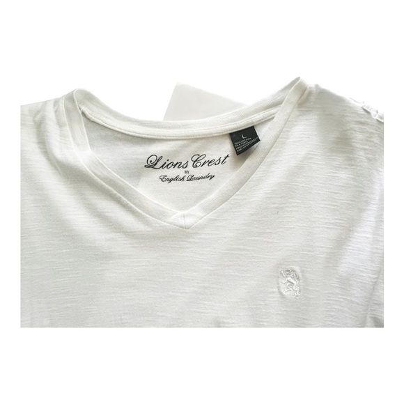 Lion Crest by English Laundry top/shirt Men L white V-neck short sleeves logo - Picture 10 of 12